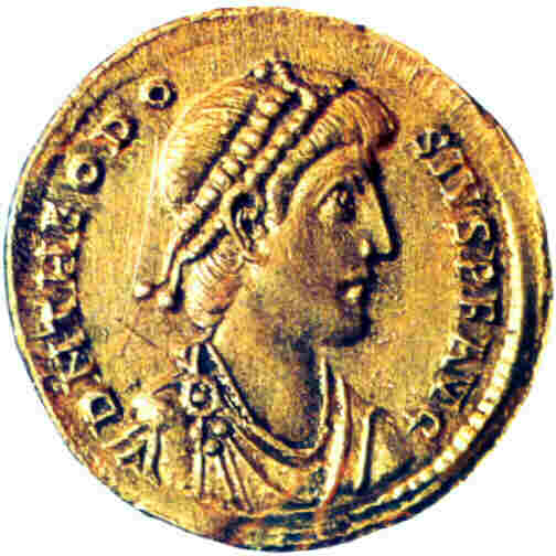 Ο Αυτοκράτορας Θεοδόσιος ο Α΄ σε χρυσό Ρωμαϊκό σόλιδο
